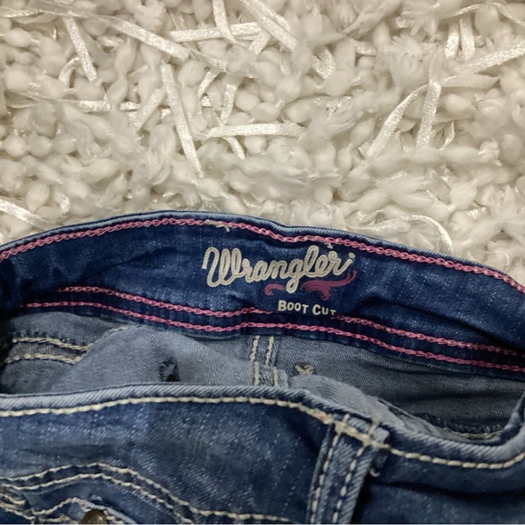 Wrangler Blue Denim Bootcut Jeans Size 7/8 x 32 - Picture 5 of 6